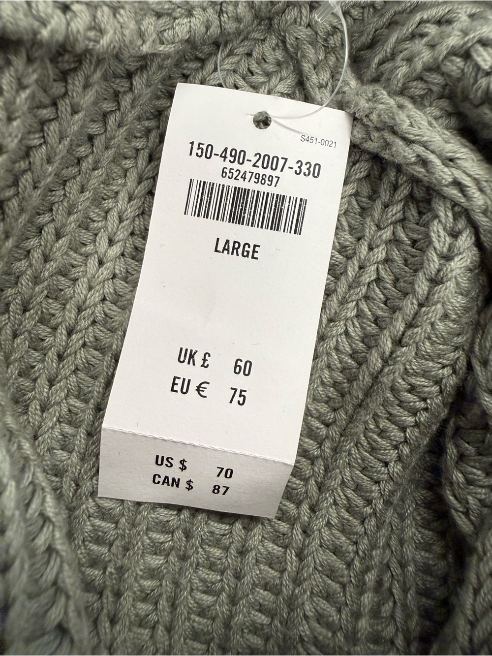 NWT Abercrombie & Fitch Dusty Green Oversized V-Neck Knit Sweater, Size Large - Picture 7 of 7